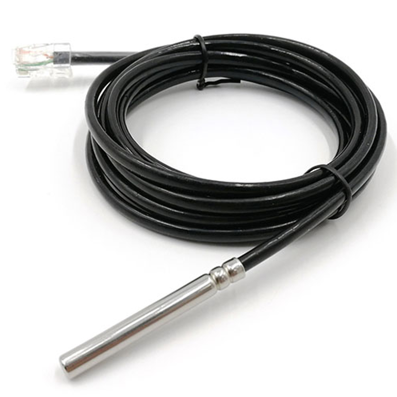 DS18B20デジタル温度センサー — 1-Wireインターフェース, 防水仕様, RJ45コネクタ