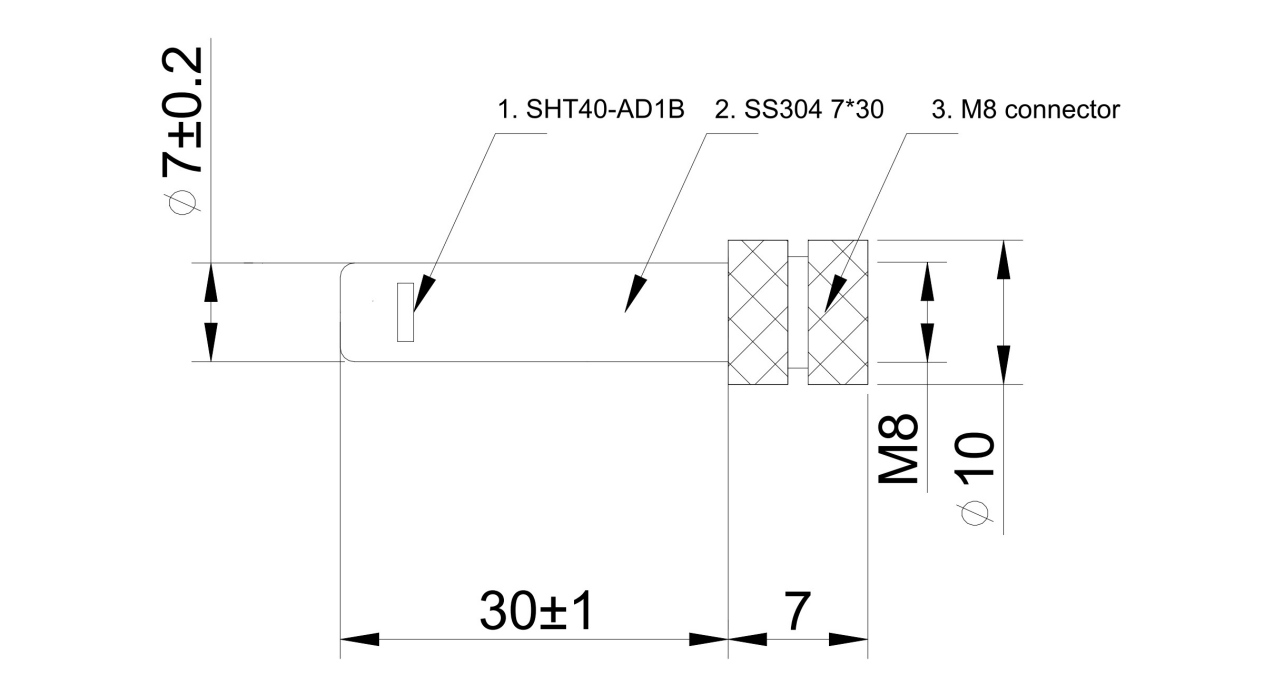 SHT40 M8メスコネクタ付き温度・湿度センサー